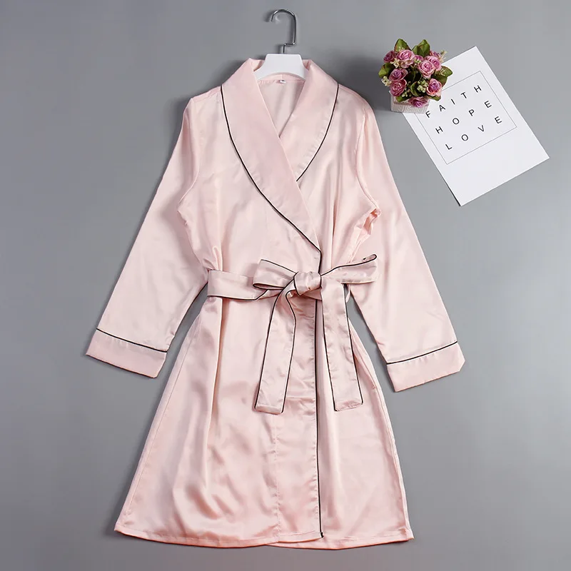 Sexy Women Wedding Bridesmaid Robes Solid Lingerie Satin Bathrobe Full Sleeve Summer Dressing Gown Nightwear | Женская одежда