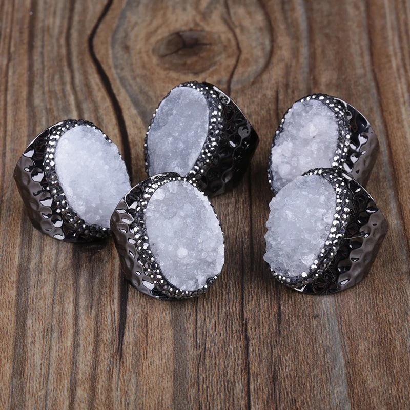 Овальные белые прозрачные АВ грубые друзы кристалл каменный шарик