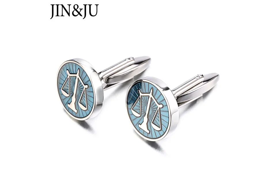 JIN& JU высокое качество весы Запонки "весы" Круглый баланс запонки для мужские запонки для рубашек подарок защитник Relojes Gemelos