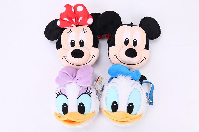 Disney мультфильм Микки Минни Дональд Дак, большие глаза милые плюшевые сумки-мессенджеры выдвижной карты пакет портмоне