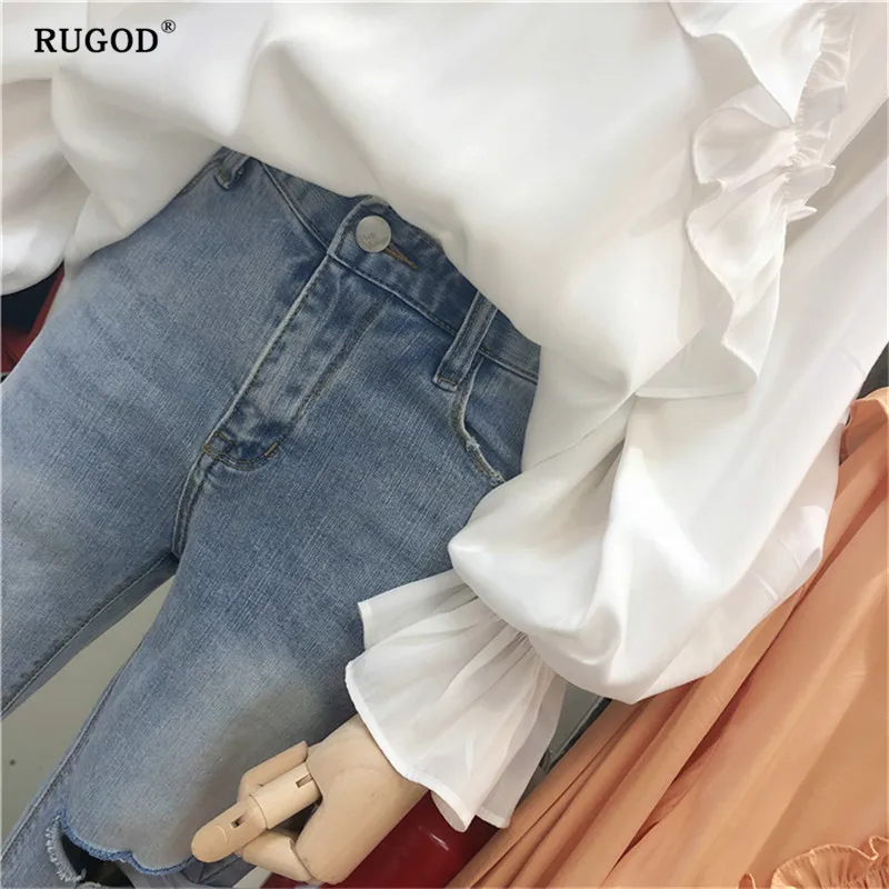 RUGOD 2019 новые персонализированные женские рубашки с перекрестными оборками v