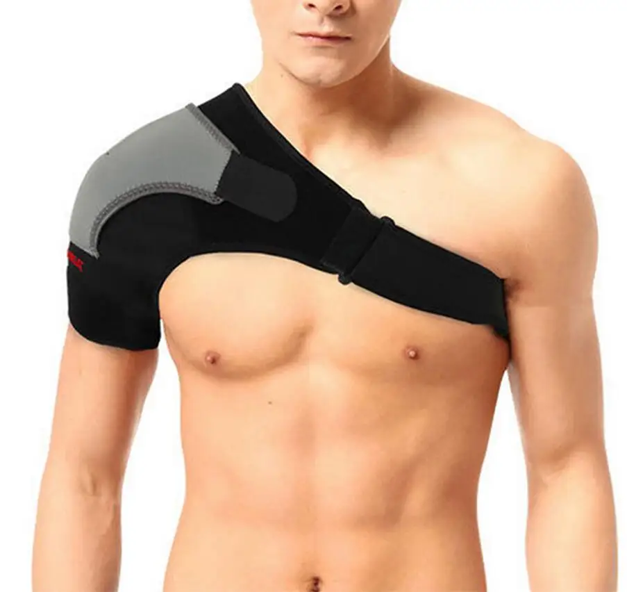 Adjustable Breathable Gym Sports Single Shoulder Support Back Brace Guard Strap Wrap Belt Band Pads Black Bandage Face Lift Tool | Красота и