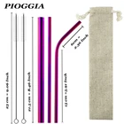 Соломинки из нержавеющей стали 304, 6 шт., многоразовые трубочка трубочки для питья, набор с щеткой для чистки кружек, логотип Costomize