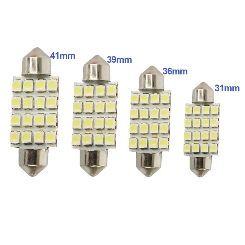 2 шт. Автомобильная гирлянда для салона купола 16 SMD СВЕТОДИОДНЫЙ Фонарь Белый