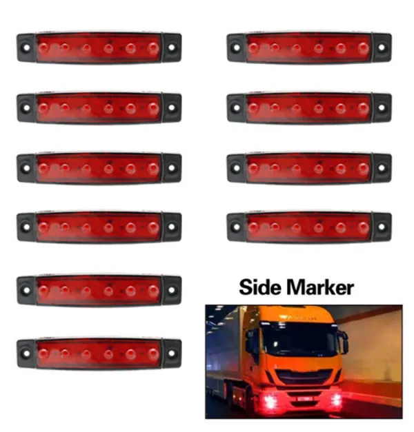 10pcs 6 LED Car Bus Truck Light DC 12V Power Supply Stop Rear Tail Brake Reverse Trailer Side Marker Lndicators | Автомобили и