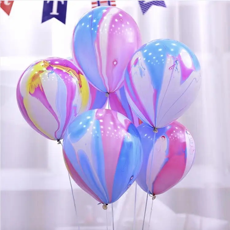 Colorful 3,2 г Свадебные украшения агат Мрамор шары 10 шт. Красочные латекс air baloes для душа ребенка День рождения Декор поставки - Цвет: Colorful