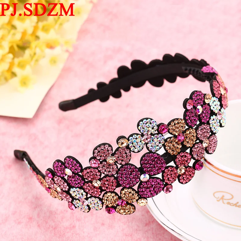 PJ. SDZM изысканный горный хрусталь ободки для волос женские цветок Кристалл