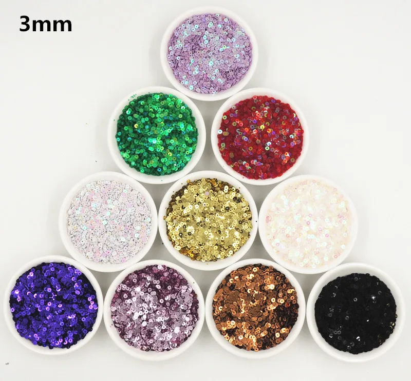 

10g/Lot 3mm Plana Redonda PVC Sequns Costura Artesanal Lentejuelas Para Paillettes La Boda Vestido Zapato Tapas DIY Accessories