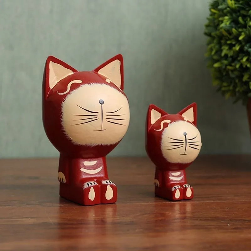 Декоративная фигурка кота скандинавские деревянные животные украшения 2