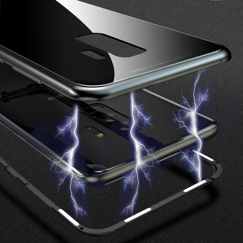 Защитный чехол для Samsung S10 металлический корпус из закаленного стекла с магнитной