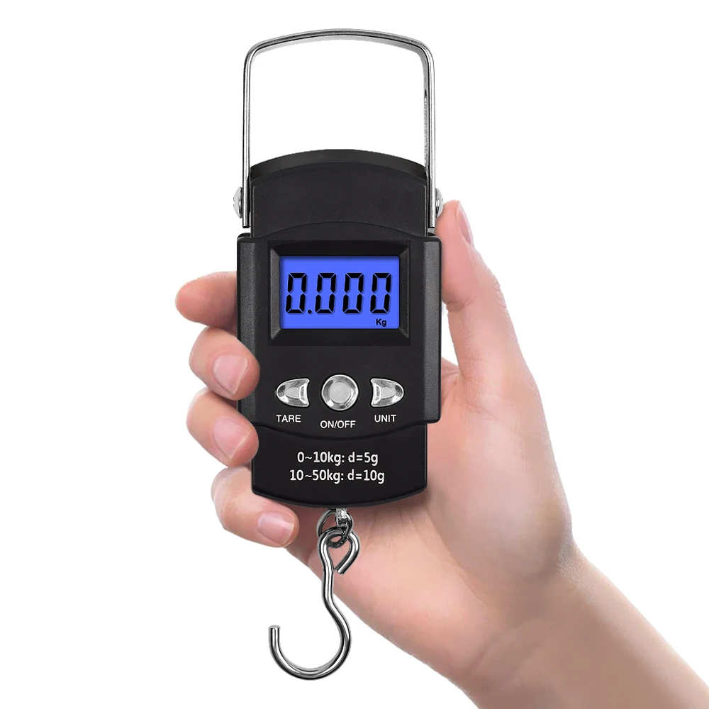 Toolour 50 кг x 10 г, портативные цифровые весы для багажа, для путешествий, рыбалки, взвешивания, электронный крючок, весы для двора, весы, инструменты для взвешивания