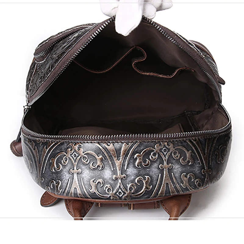 Женский рюкзак из натуральной тисненой кожи женская школьная сумка известного