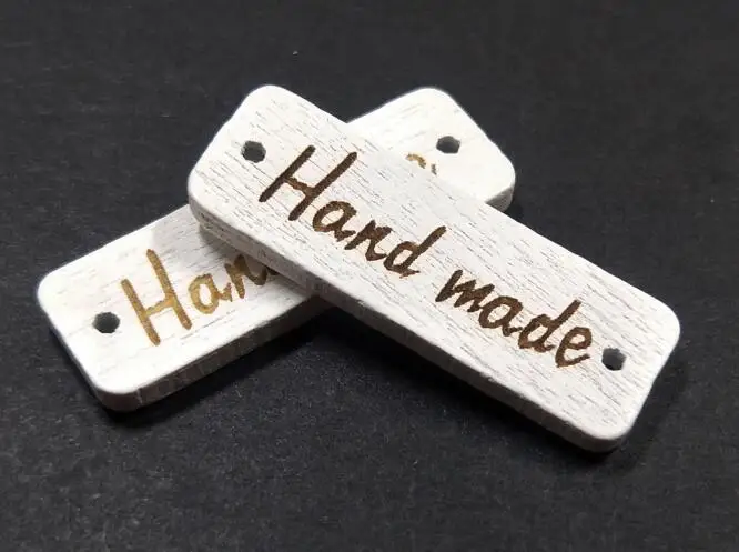 Смешанные цвета, 100 шт, 2 отверстия, этикетки для использования "Hand made", деревянные пуговицы, сделай сам, декоративные поделки, скрапбукинг - Цвет: 1