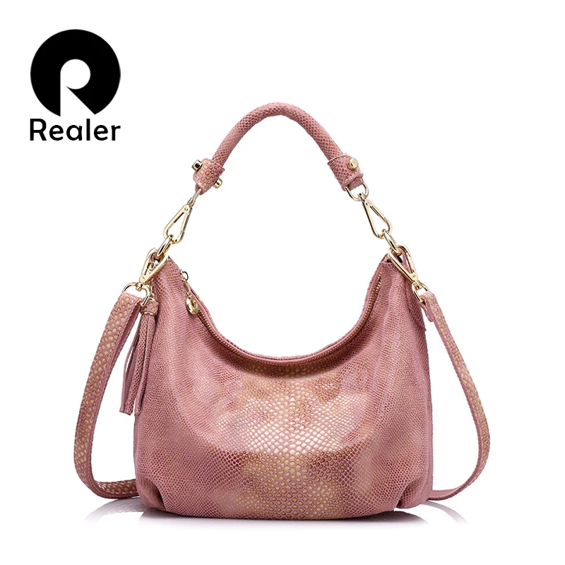 Женская сумка через плечо из натуральной кожи с кисточкой REALER|genuine leather shoulder bag|bag