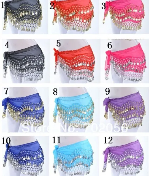 Костюм для танца живота 3 ряда 128 золотистые или Серебристые монеты набедренная