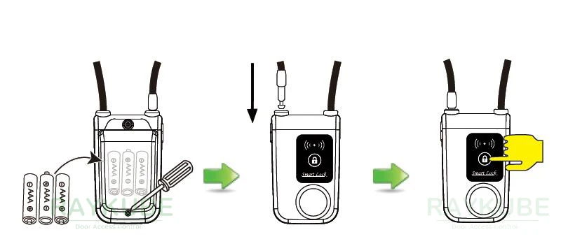 Электрический умный дверной замок RAYKUBE с Bluetooth, приложение для телефона, водонепроницаемый Противоугонный замок, 110дб, сигнальный трос для двери и велосипеда