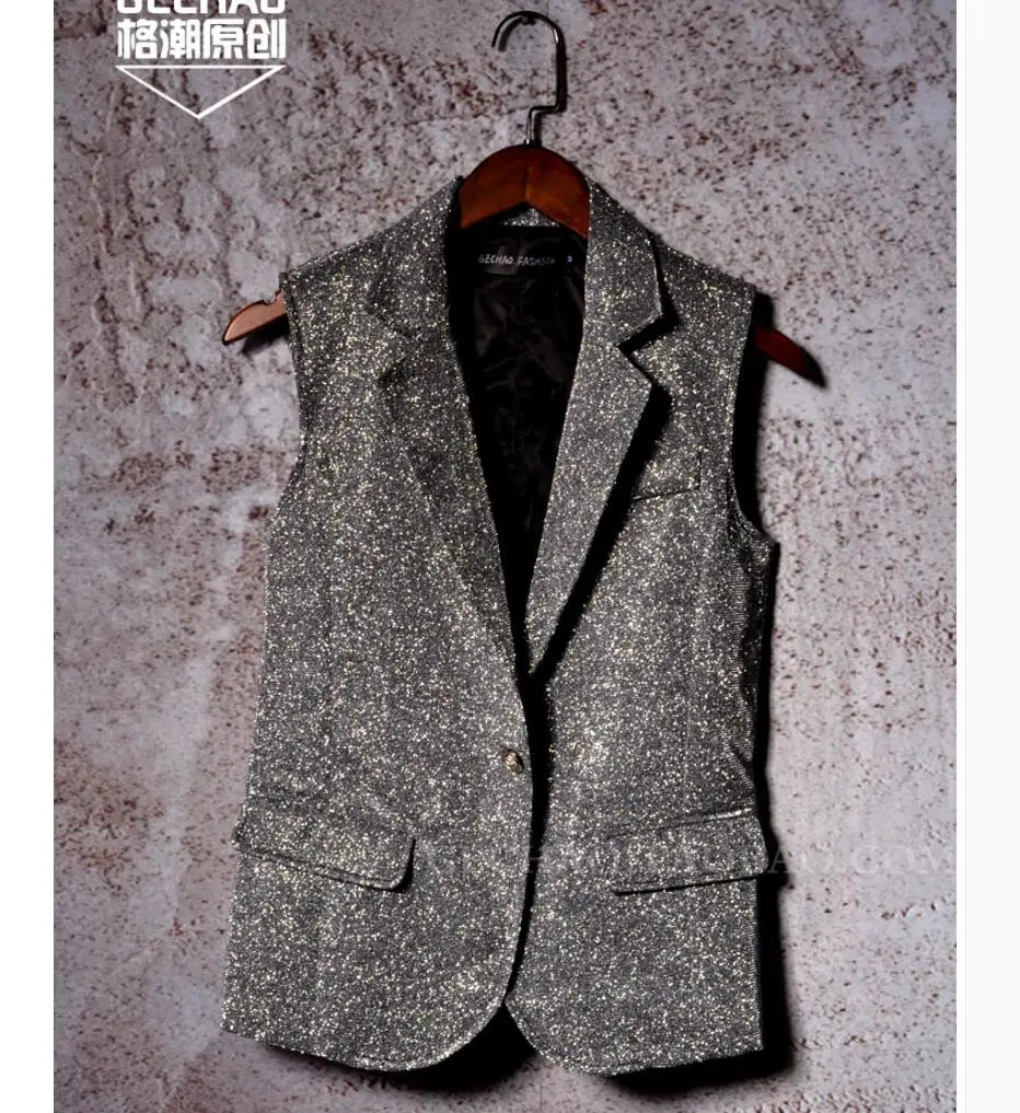 Мужской костюм жилет серебряного цвета без рукавов|suit vest|sleeveless suitmens suit vest |