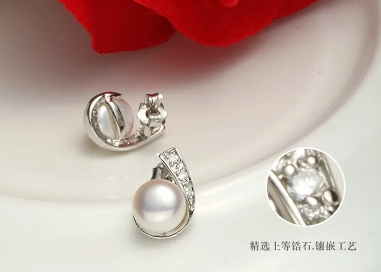 ASHIQI 100% натуральный пресноводный жемчуг серьги гвоздики для женщин жемчужные