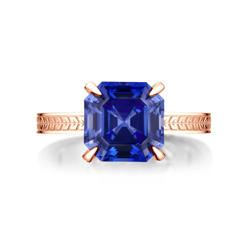 AINUOSHI 6 карат Asscher Cut Solitaire синие кольца создан Танзанит Драгоценный Камень Обручальное кольцо из стерлингового серебра ювелирные изделия