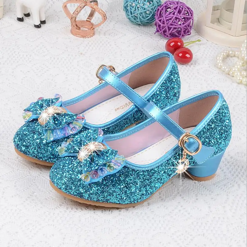 Детская обувь с блестками Enfants Свадебная принцессы для маленьких девочек