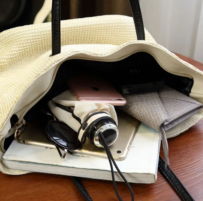 2017 Горячая Летняя Пляжная сумка для отдыха соломенный женский простой тоут