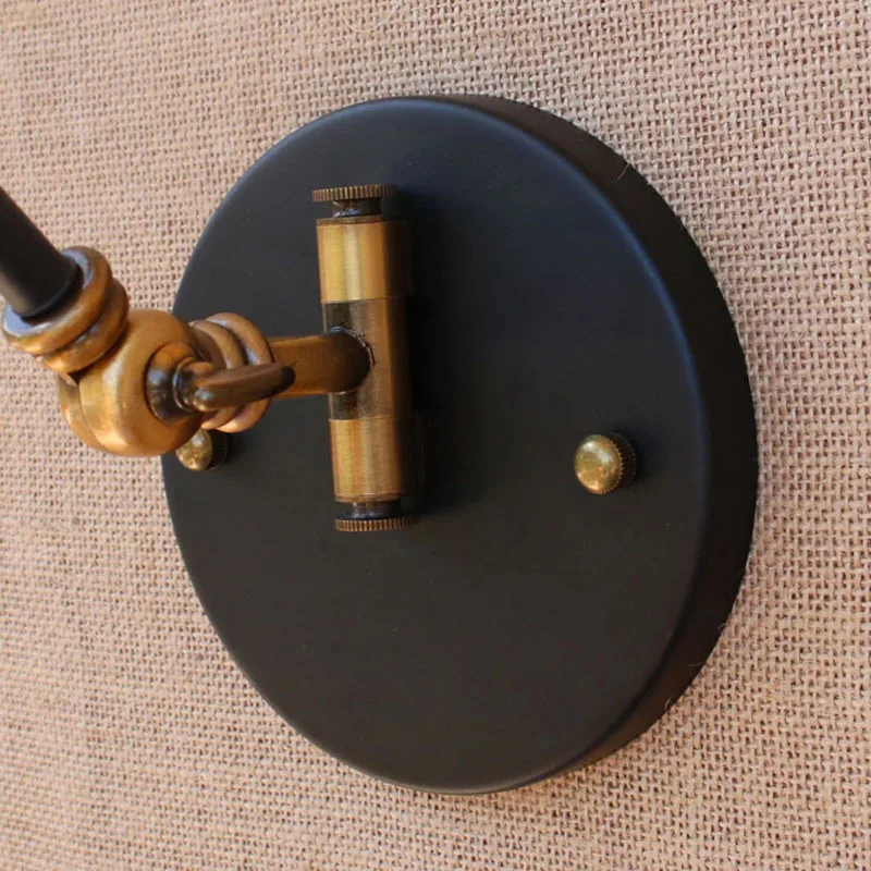 Винтажный настенный светильник e27 в стиле ретро регулируемое бра черного цвета с