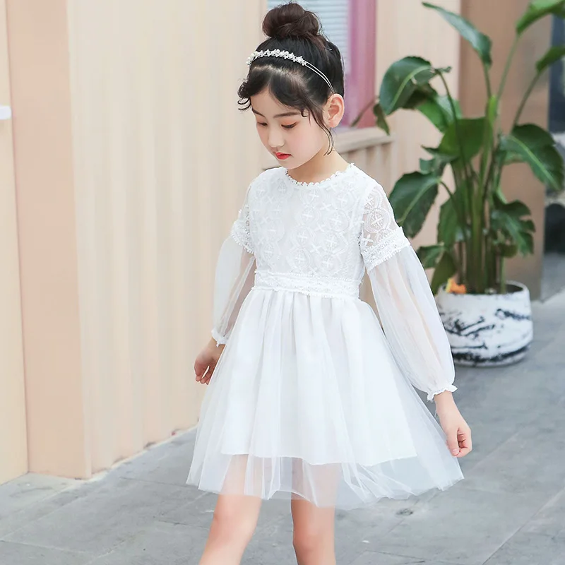 Girls Dress Summer 2019 Pink And White Princess Long Sleeve Cute For 3-10 Years Children Clothing | Детская одежда и обувь