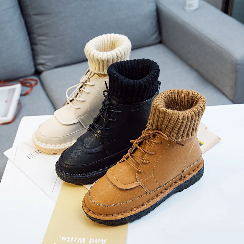 Зимние ботинки Новый плоское дно Off White мягкая подошва теплая шерсть рот обувь Для