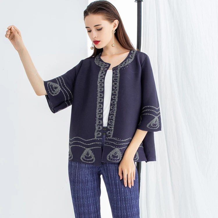 Changpleat Early autumn New women cardigan coat Miyak Pleated fashion Diamond Design Loose Single Button outwear Jackets Coats | Женская