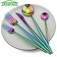 JANKNG 4 шт./компл. Нержавеющая сталь столовый набор черный цвет радуги розовые золотые столовые приборы ужин западные столовые приборы кухонные принадлежности