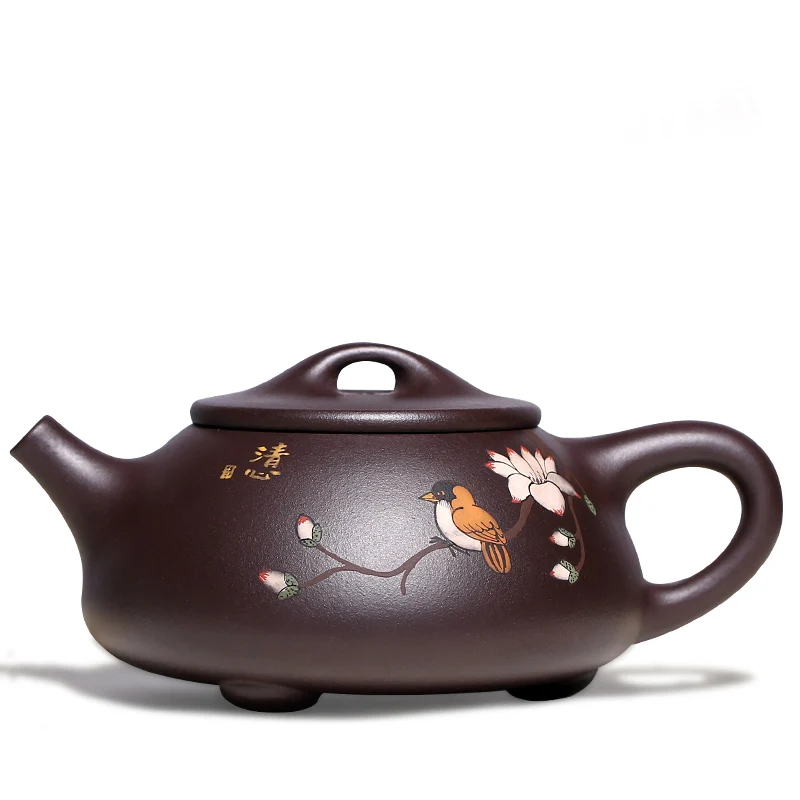 Goede 210cc Authentieke Yixing Theepot Chinese Gezondheid Paarse Klei Orchidee Steen Scoop Pot Alle Master Handgemaakte Kung Fu Thee Set Shi Piao Pot