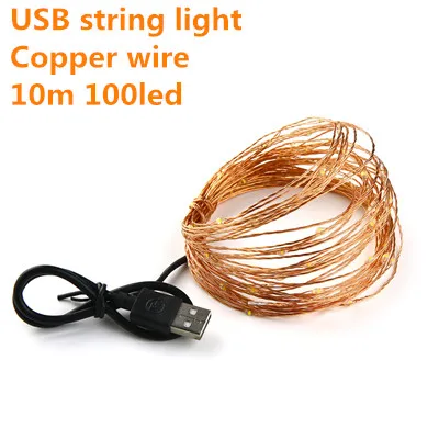 USB String 100LED Светодиодный фонарь 2-10 м светодиодный аккумулятор для рождественской гирлянды вечерние, свадебные украшения Рождественские мигающие сказочные огни наружные водонепроницаемые - Испускаемый цвет: USB String 100LED