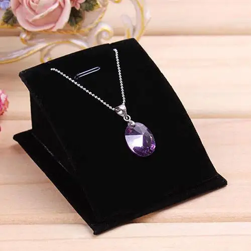 

Soft Velvet Jewelry Necklace Pendant Drop Chain Display Holder Standing Stand boho