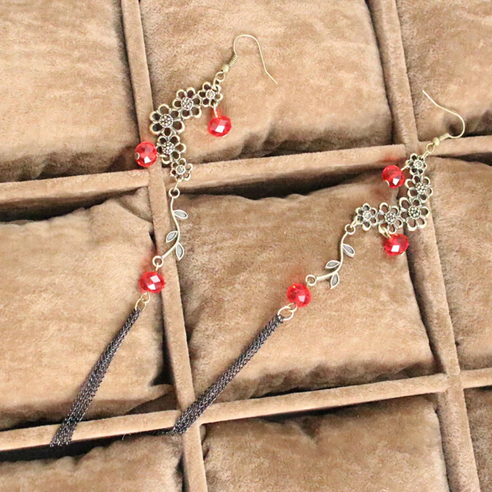 Набор ювелирных изделий Lackingone Fashion Vintage Wine Red Rose Lace Rattan Palace Necklace Bracelet Foot Chain Earrings Wowen.