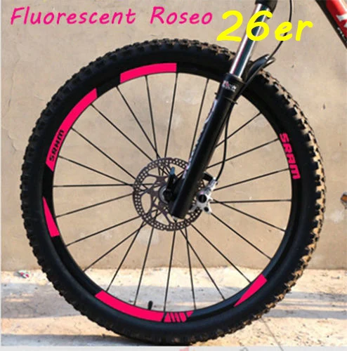 26er Fluo Rose SRAM колесо для горного велосипеда набор наклейки на обод для горного велосипеда Замена Светоотражающие Флуо Гонки Велоспорт грязь винил обод наклейки - Цвет: 26er Fluo Rose