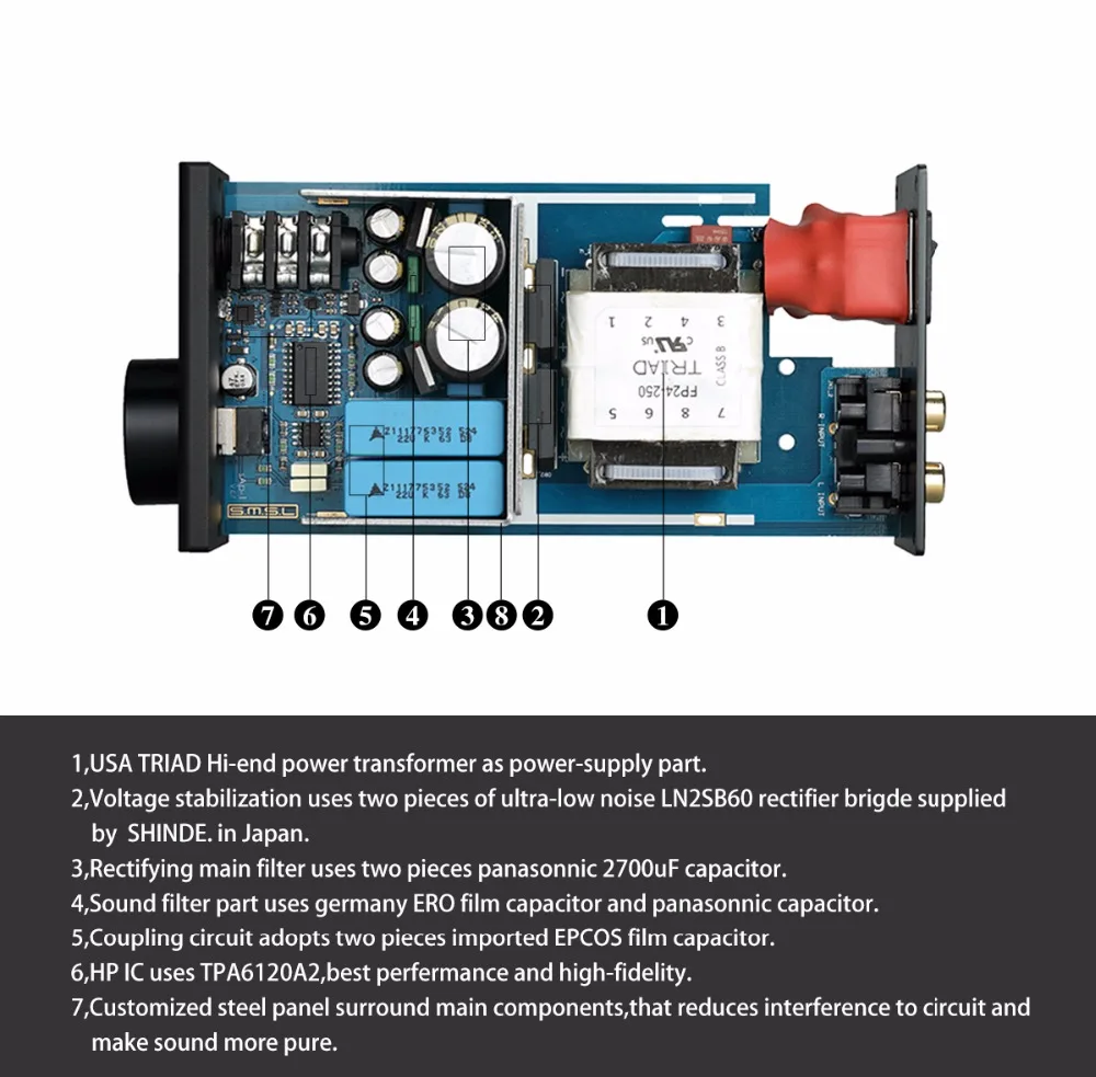 SMSL SAP-1 Мини Портативный Настольный усилитель для наушников 110 В/220 В PC MP3 6,5 мм выходной интерфейс с интерфейсом 6,5 мм до 3,5 мм
