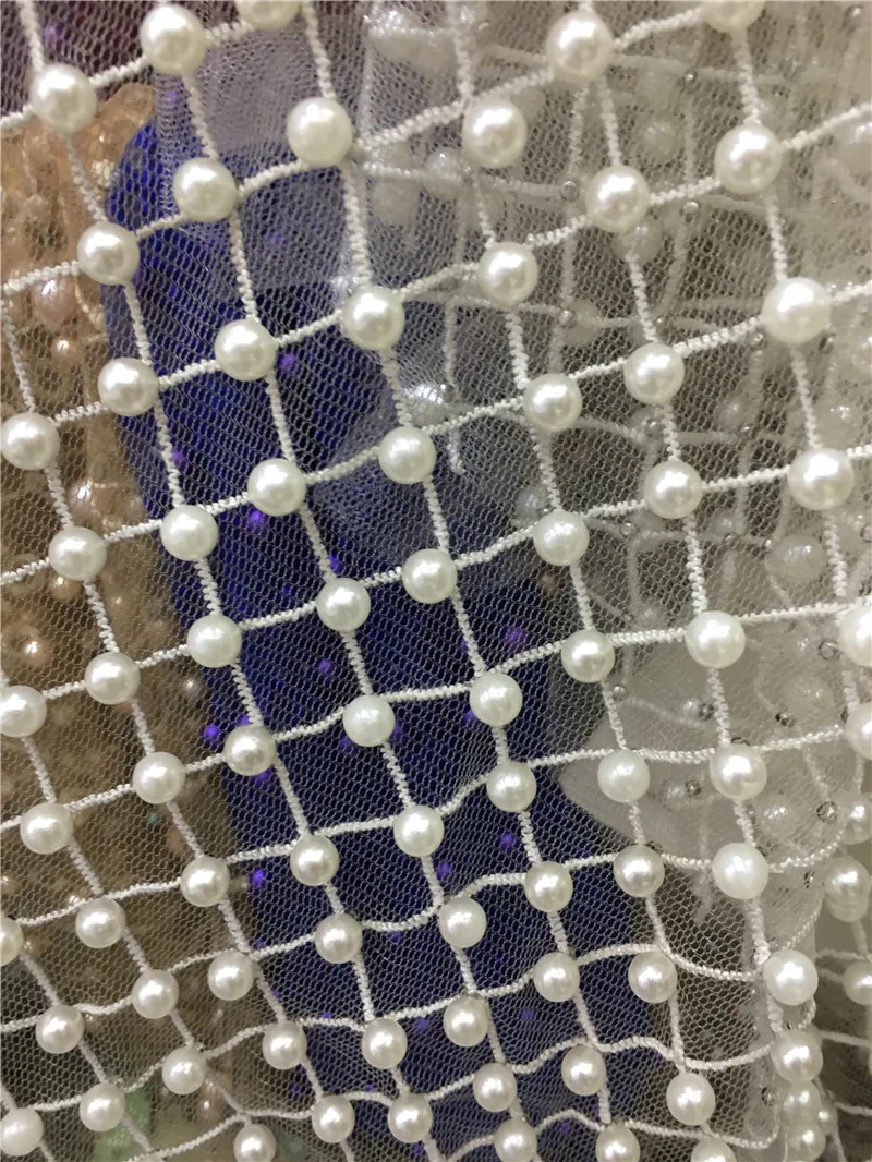 Красивая вышитая бисером сетка тюль Африканское кружево ткань для свадебного