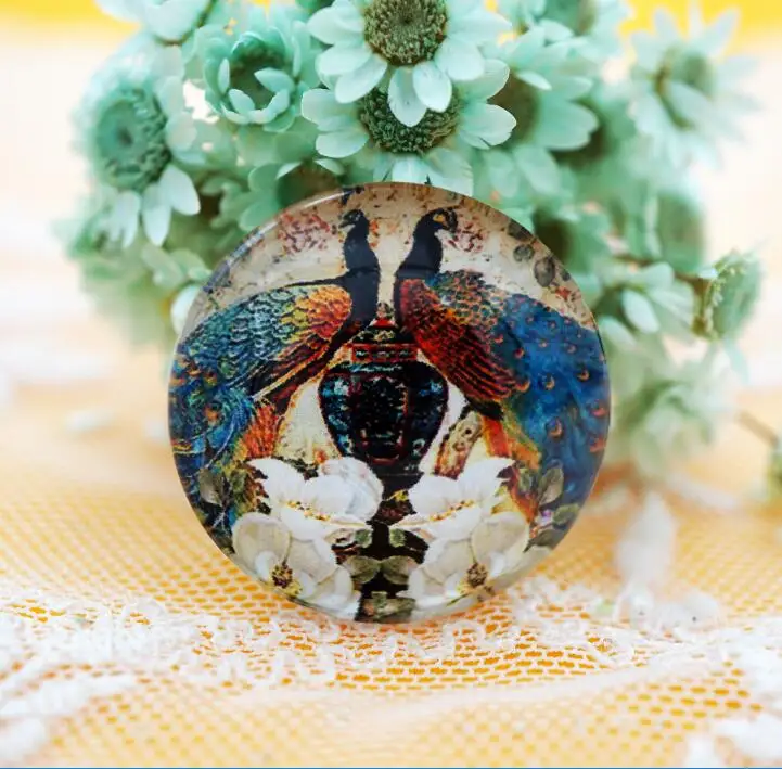 Круглый стеклянный кабошон в виде животного 2 шт./лот 30 мм для изготовления