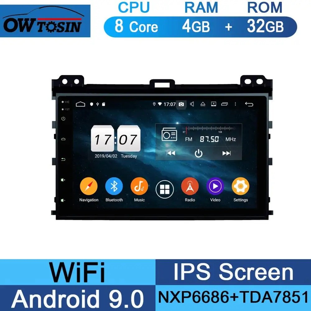 32G " ips Android 9,0 8 ядерный 4 Гб ram+ 64 ГБ rom автомобильный DVD радио gps для Toyota Land Cruiser Prado LC 120 2002-2010 DSP CarPlay Parrot BT - Цвет: 32G