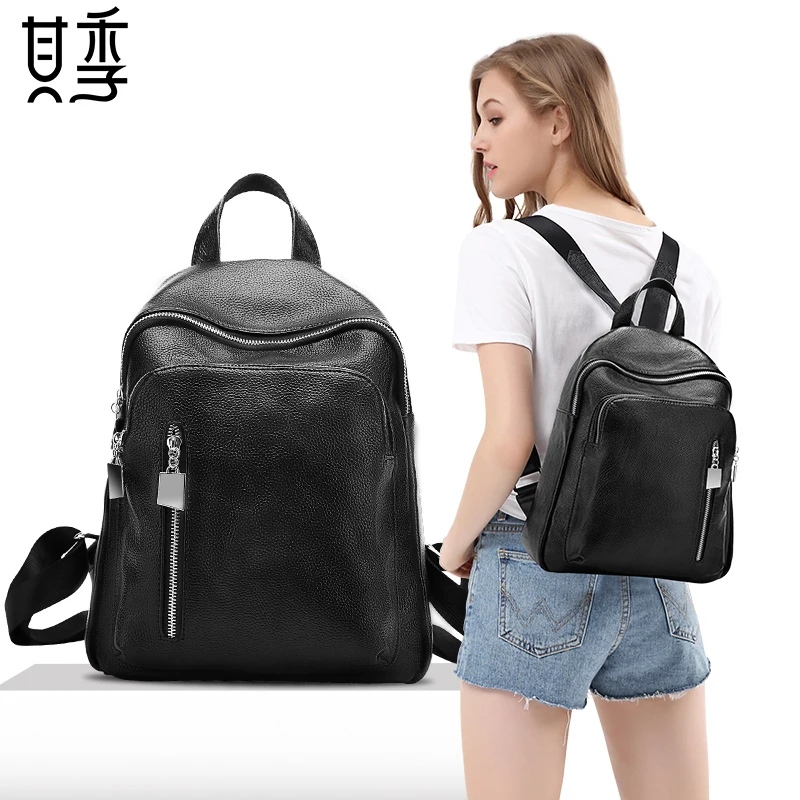 QIJI Brand Backpack Genuine Leather For Women School Student Teenage Girl Escolar Bolsa Mochila Rucksack | Багаж и сумки