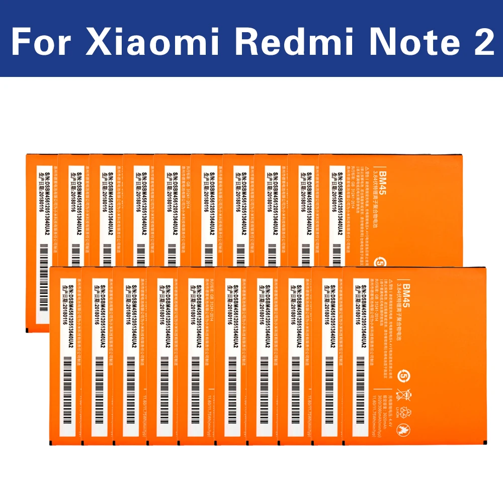 Аккумулятор BM45 20 шт./лот для Xiaomi Redmi Note 2 Hongmi Note2 Batteria Akku 3020/3060 мАч оптовая продажа с