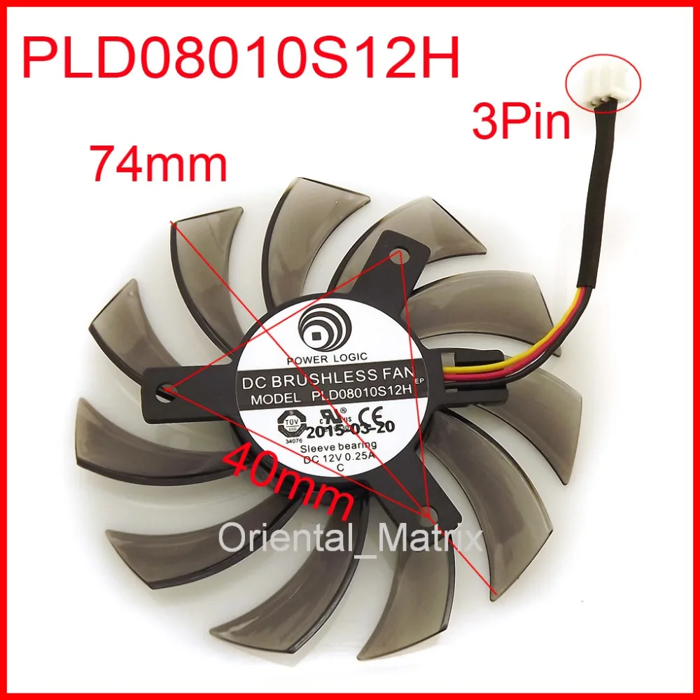 Бесплатная доставка PLD08010S12H DC12V 0.25A 3Pin 74 мм 40x40x40 мм для GIGABYTE видеокарты вентилятор