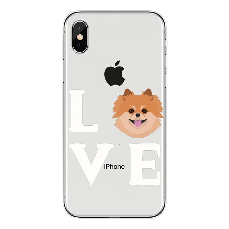 Pomeranian cao bonito Caso Capa Dura para o iPhone Da Apple X XS Max XR 6 7 8 Plus alem de 5 10 чехол для телефона|Сумки