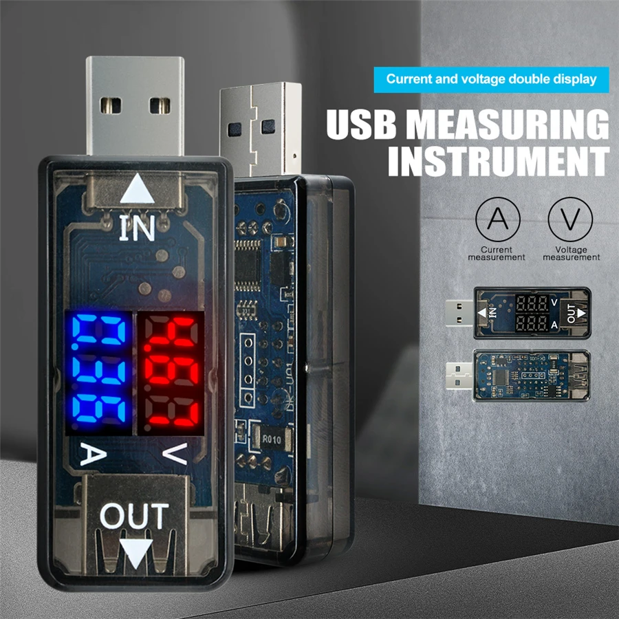 Мини USB детектор измеритель напряжения тока двойной светодиодный дисплей