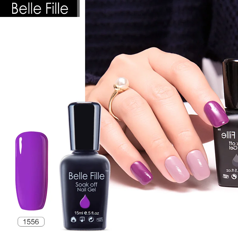 Belle Fille 237 цветной блестящий клей ногтей UV светодио дный гель лак для 15 мл