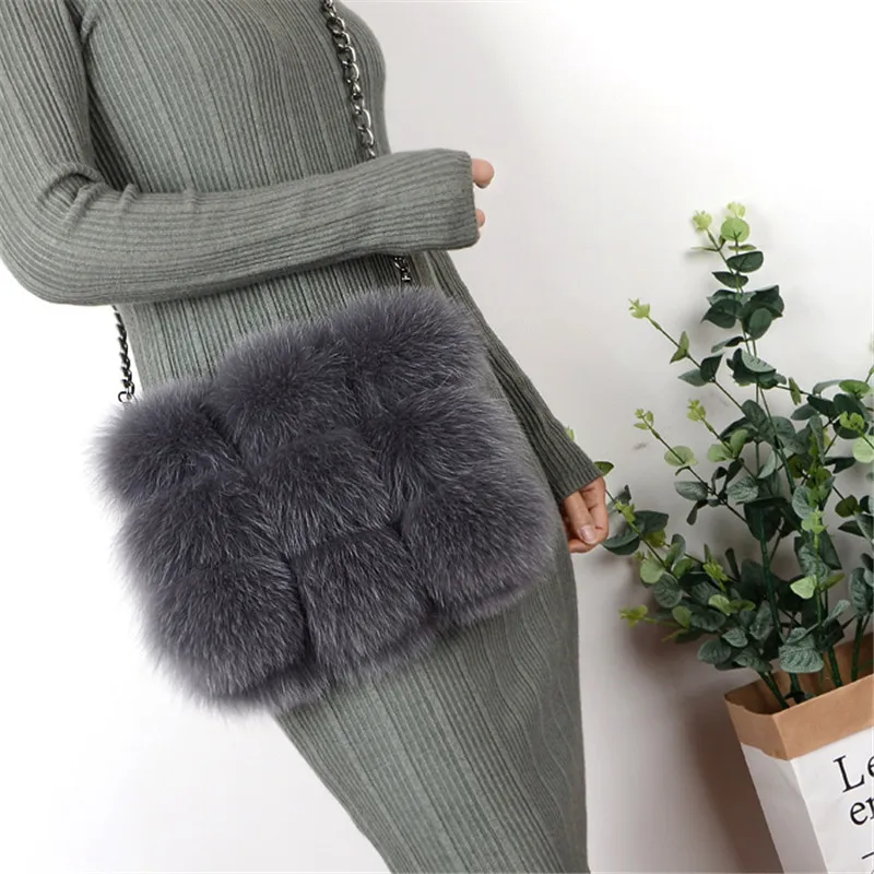 Новинка 2019 модная сумка из натурального Лисьего меха кожаная скраб женская