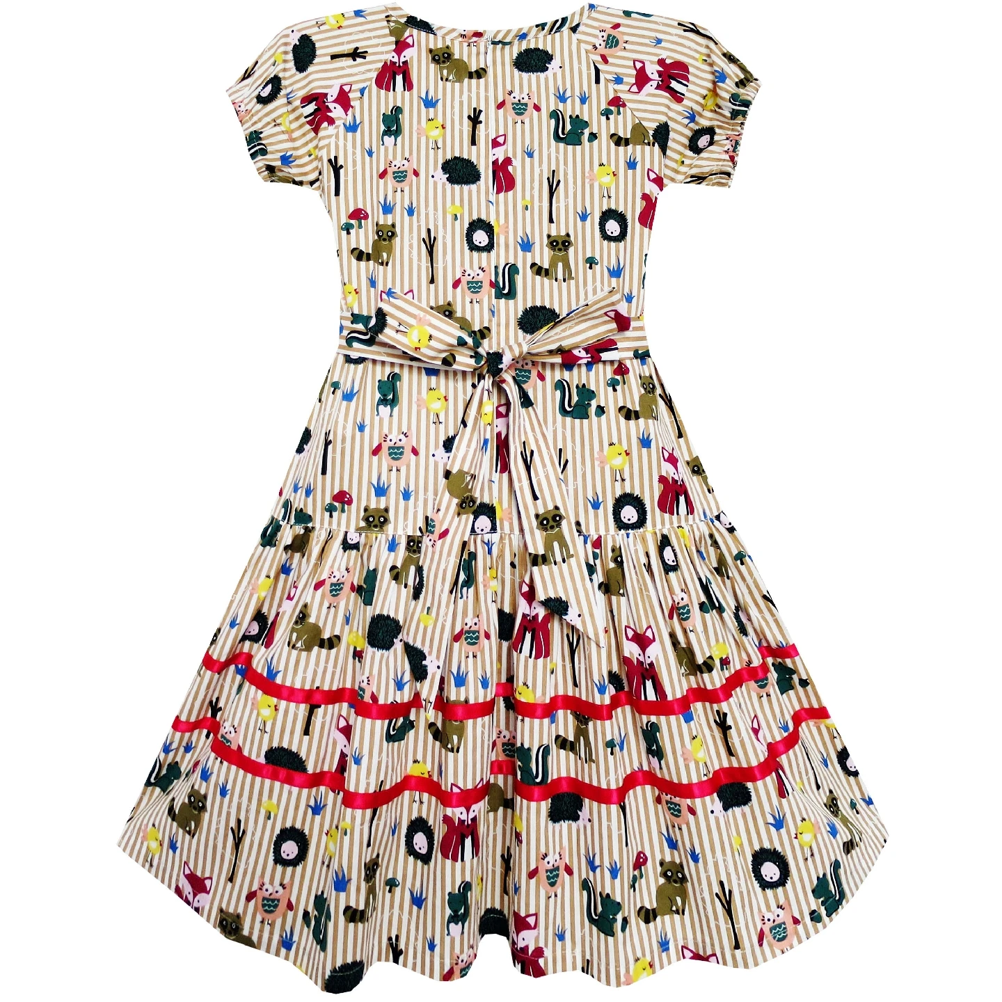 Girls Dress Fox Squirrel Bird Mushroom Striped Cotton 2020 Summer Princess Wedding Party Dresses Girl Clothes Pageant Sundress | Детская