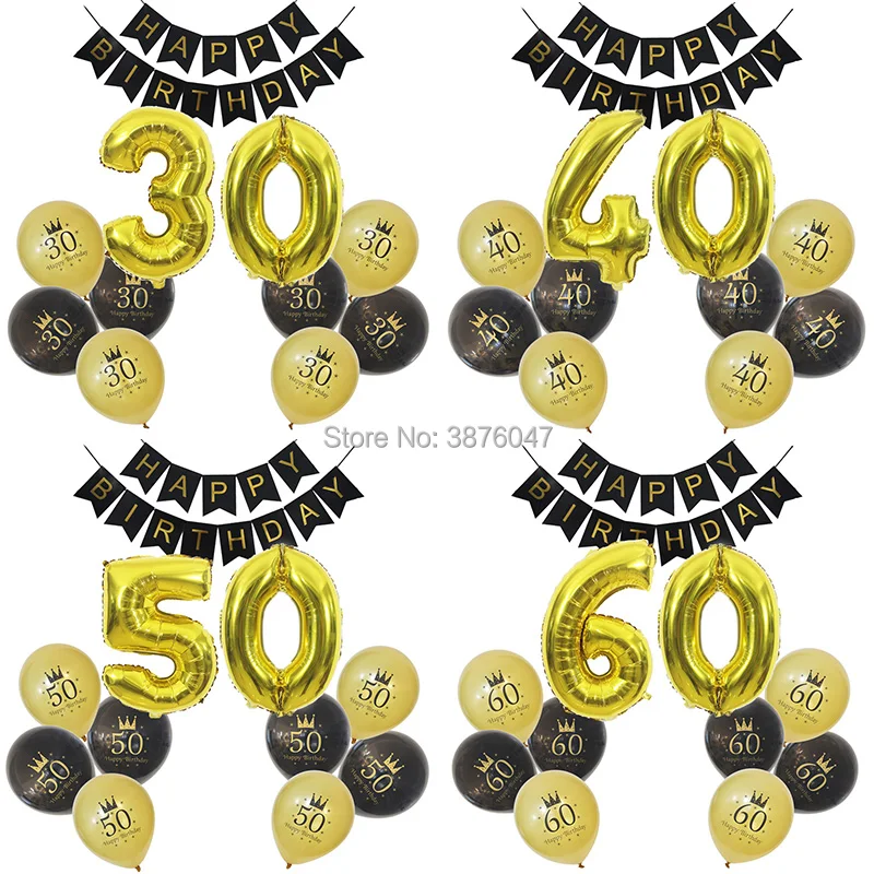 30th 40th День рождения баннер 50th 60th 70th 80th украшения Воздушные шары в форме цифр