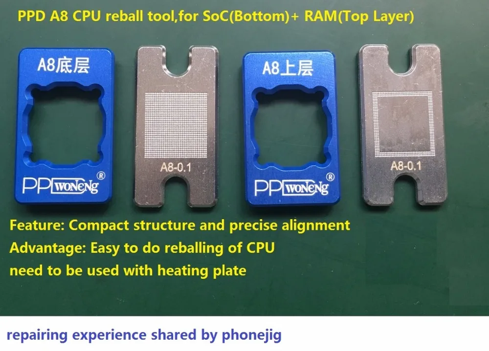 PPD чип BGA реболл трафарет формы для iPhone 6 6Plus A8 CPU SoC RAM Нижняя верхняя реболлинг