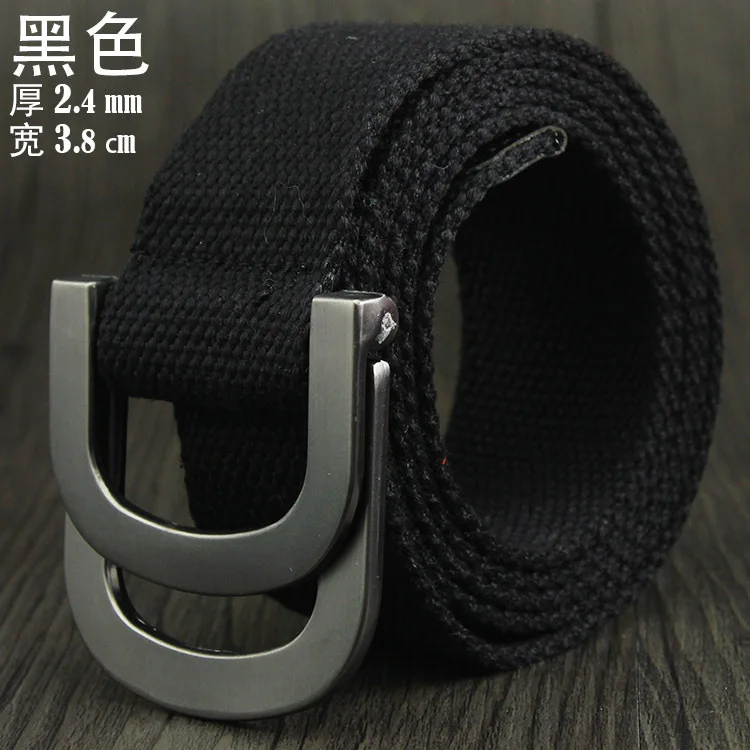 black Male&Female Military Tactical Belt High Quality 2.5 mm Thick Solid color Canvas Belt for Men&Women Double Buckle 115cm Length - Цвет: black